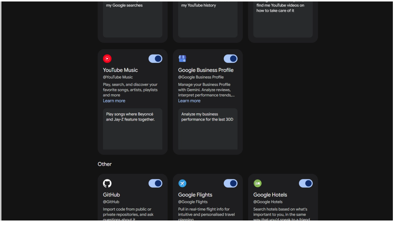 Screenshot of the Gemini permission screen shown after typing @Google Business Profile, listing the data access it requests.